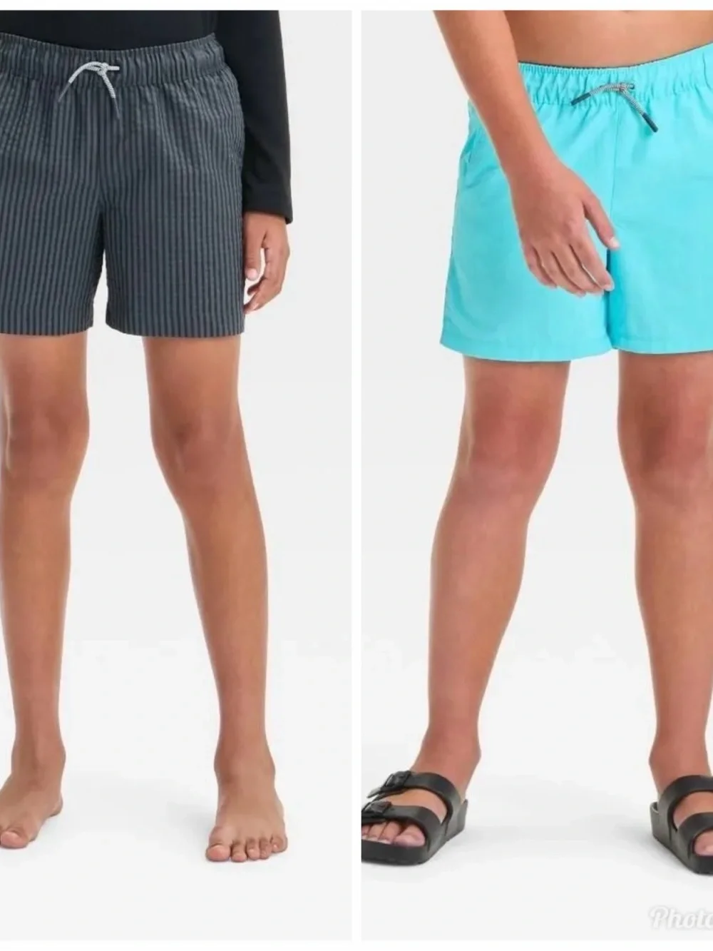 art class boys XS 4/5 Swim Trunks LOT OF 2 — Black Pinstripe & Aqua